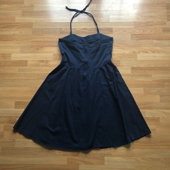 Juniors Navy Fit & Flare with Sweetheart Neckline - Picture 2 of 8